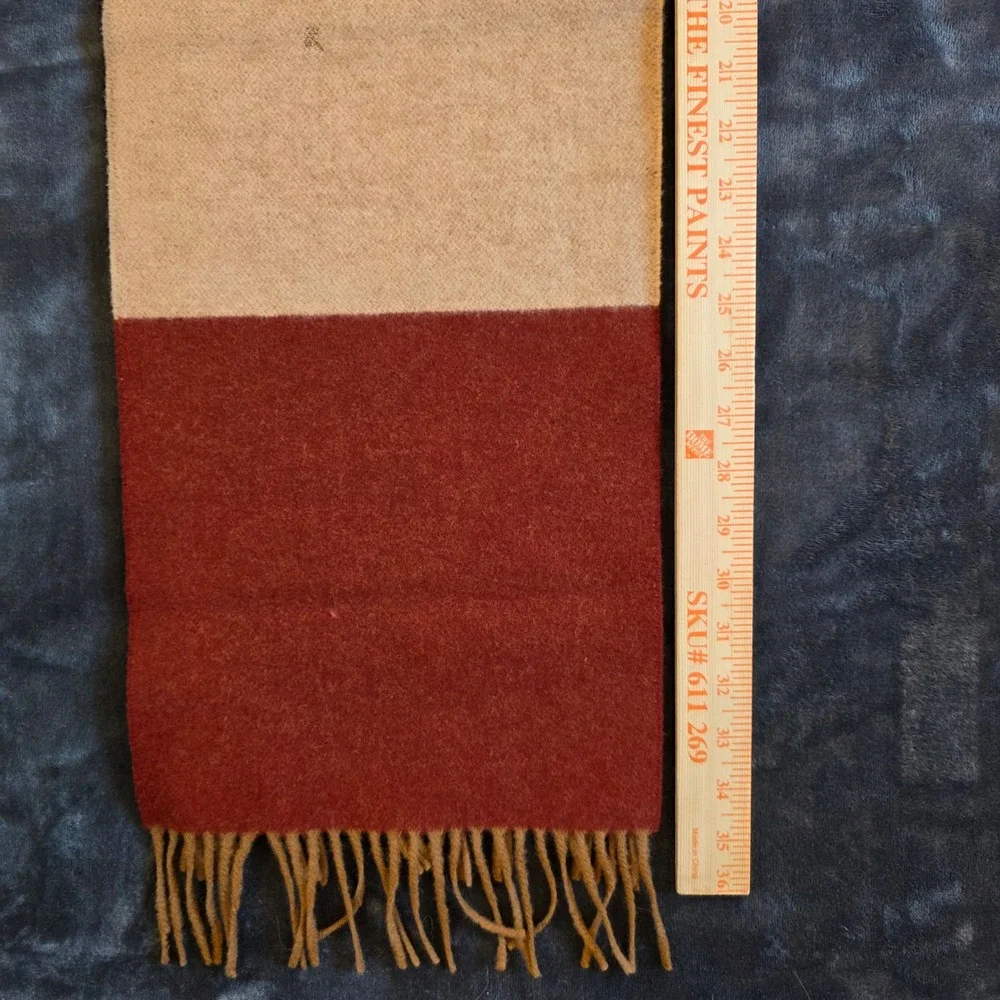 Harrods Knightsbridge Lambswool‎ Scarf Made in Scotland Multi Color Block Fringe
